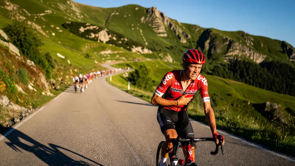 Lennert Van Eetvelt roule le Tour de France avec une côte cassée