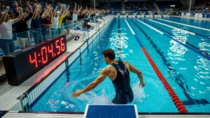 Léon Marchand : 4:04.56 à Saint-Étienne, puis la blessure