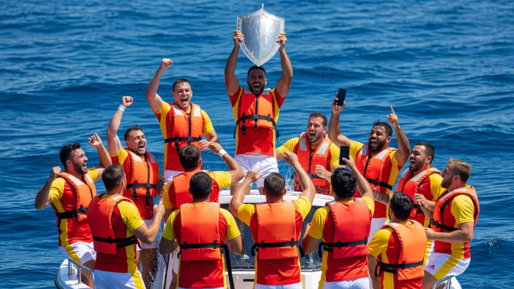 Leucate jette son bouclier de champion en mer pour « l'hydrater »