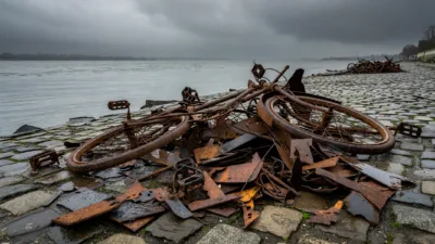 Mâcon : tas de ferraille abandonné sur les quais après une pêche à l'aimant