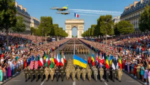Macron clôt son mandat par un défilé militaire record centré sur l&rsquo;Ukraine