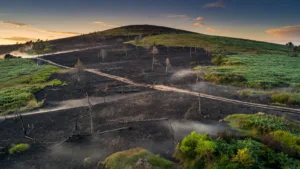 Ménez Hom : l&rsquo;incendie de Plomodiern maîtrisé, trente hectares brûlés