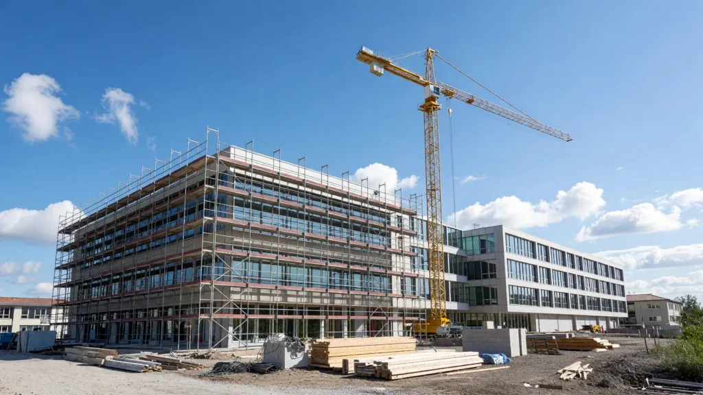 Mérévillois : François Durovray visite le chantier de réhabilitation du bâtiment B du collège
