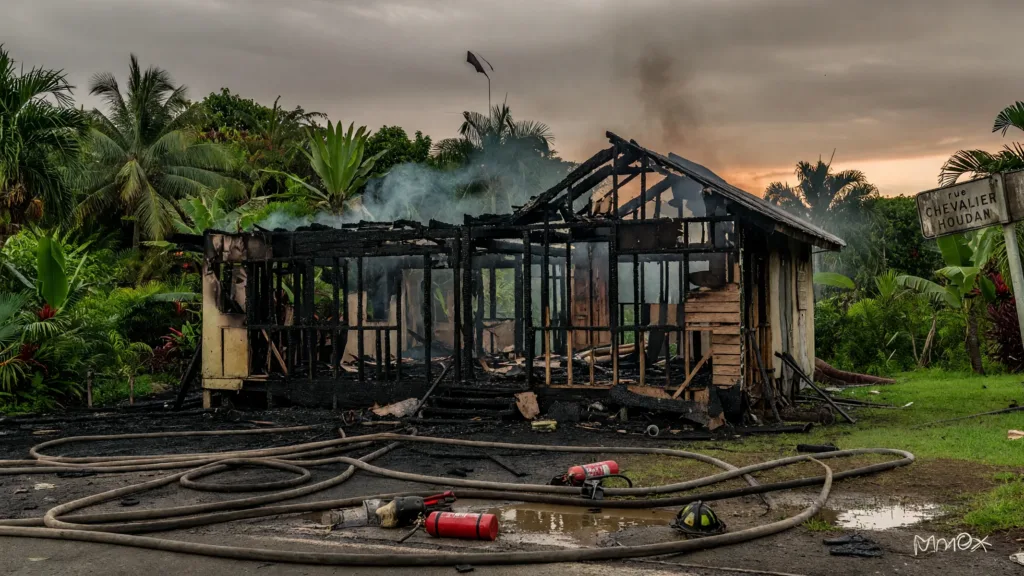 Morne-à-l'Eau : une maison détruite par un incendie, quatre occupants sains et saufs