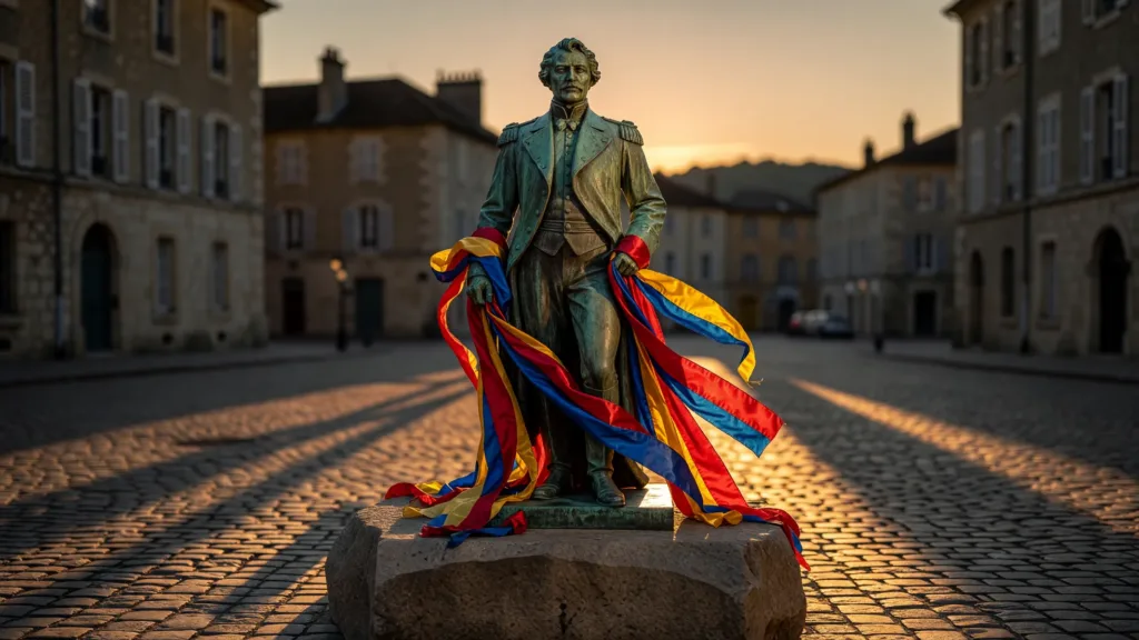 Phalsbourg : la statue du Général Mouton décorée pour le festival