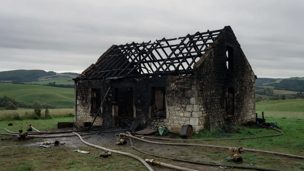 Préaux : un atelier agricole ravagé par les flammes, deux blessés