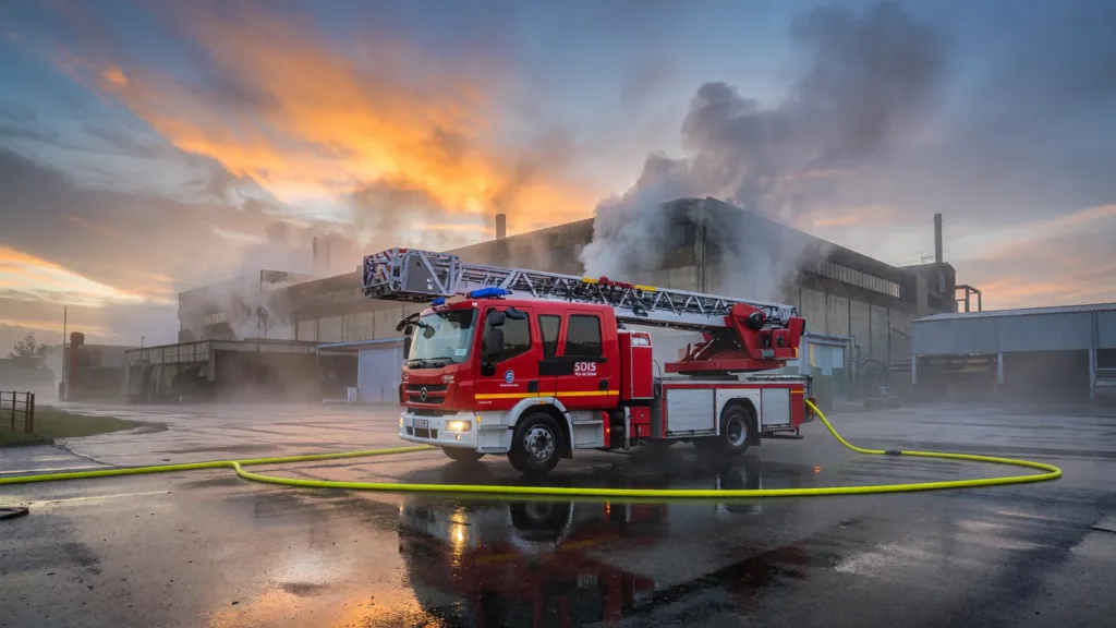 Puy-de-Dôme : un incendie détruit 1 200 m² de l'usine Gitral à Orléat