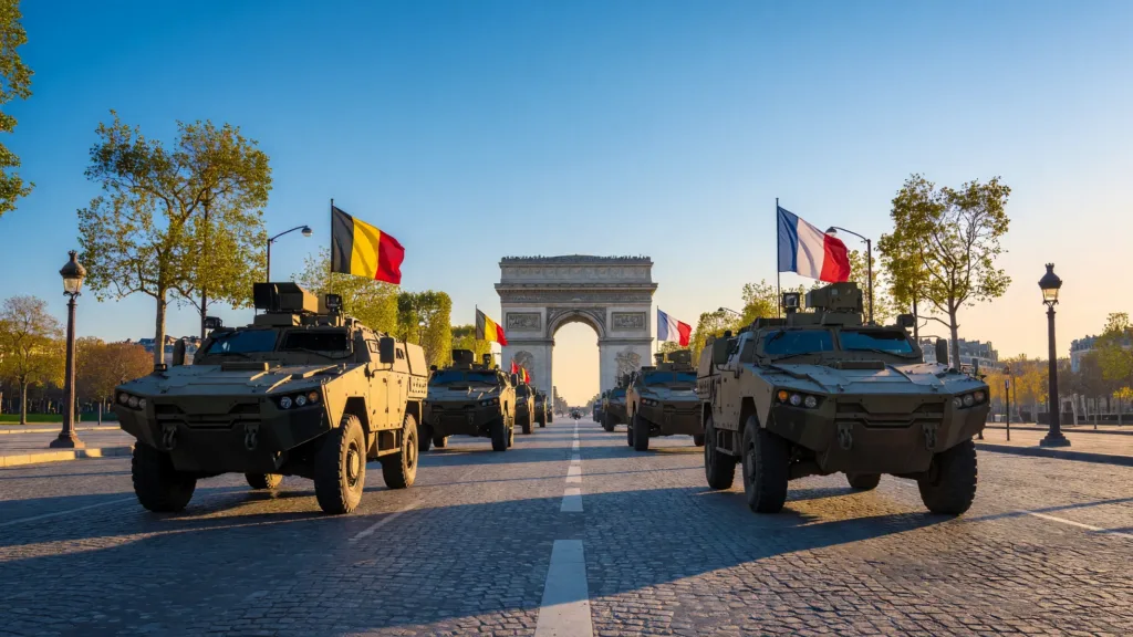 Quarante militaires belges défilent à Paris avec leurs blindés Griffon