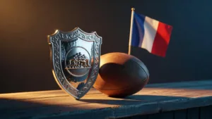 RC Vannes : deux joueurs présentent le bouclier de Pro D2 à La Baule
