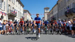 Romain Grégoire en première ligne au départ de l&rsquo;étape du 14 juillet