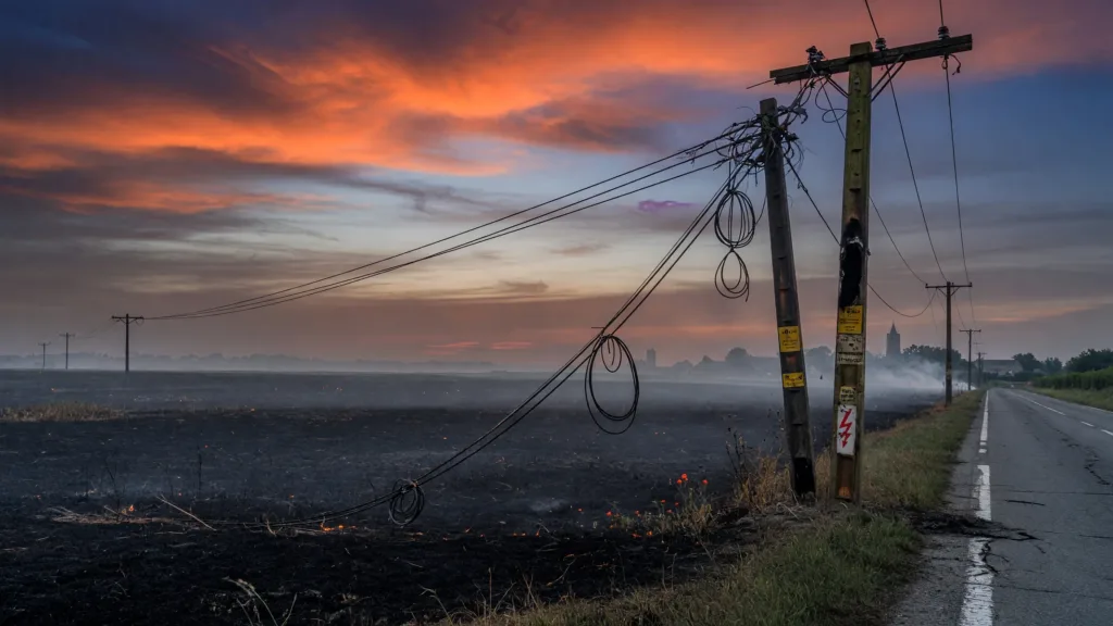 Saint-Roch : une ligne électrique arrachée déclenche un incendie