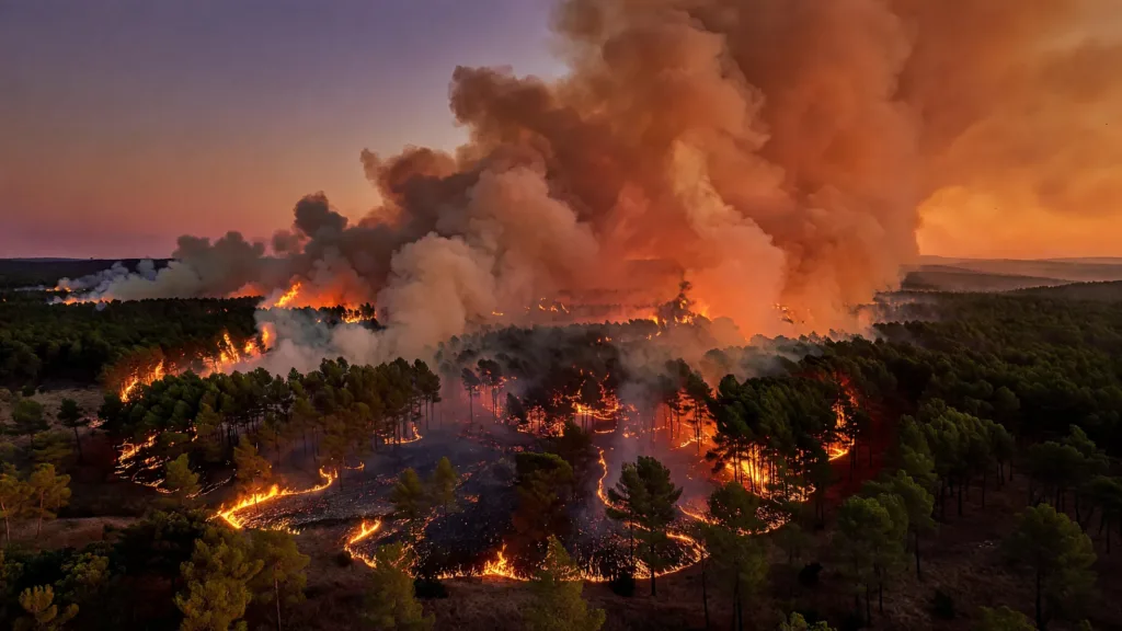Saumos : l'incendie gagne Lège-Cap-Ferret, 2000 ha et 12000 évacués