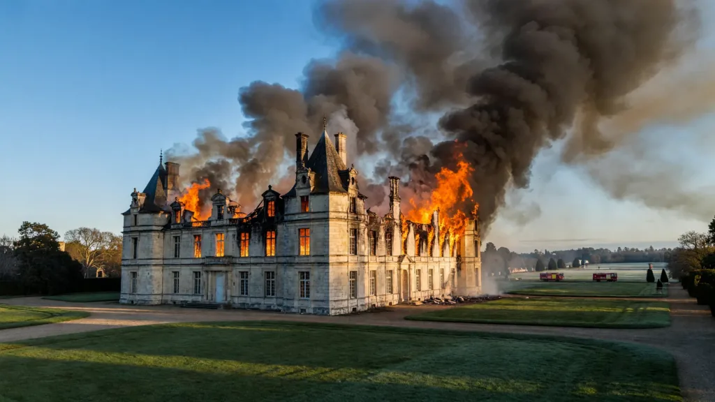 Sevran : incendie majeur au château du parc de la Poudrerie, un pompier blessé
