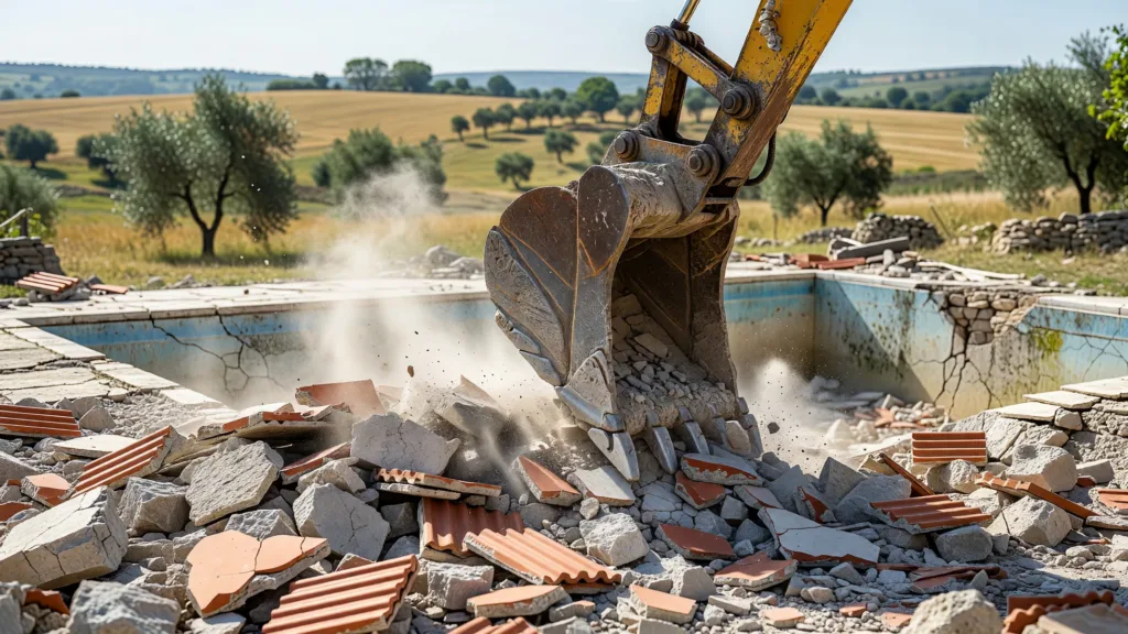 Tarn : la pelleteuse démolit maison, piscine et cabane illégales