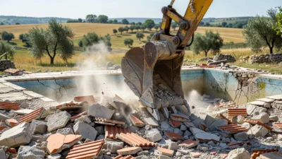 Tarn : la pelleteuse démolit maison, piscine et cabane illégales