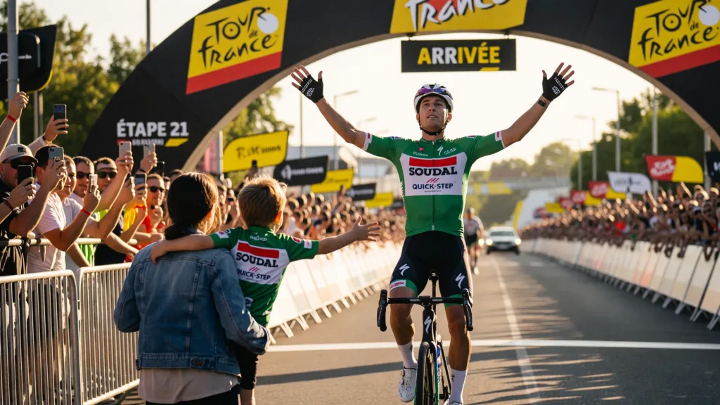 Tim Merlier remporte l'étape 12 à Chalon-sur-Saône malgré une radio cassée et la crevaison de son lanceur