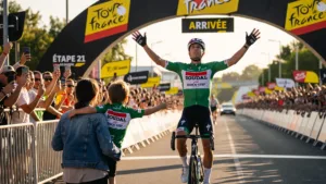 Tim Merlier remporte l&rsquo;étape 12 à Chalon-sur-Saône malgré une radio cassée et la crevaison de son lanceur
