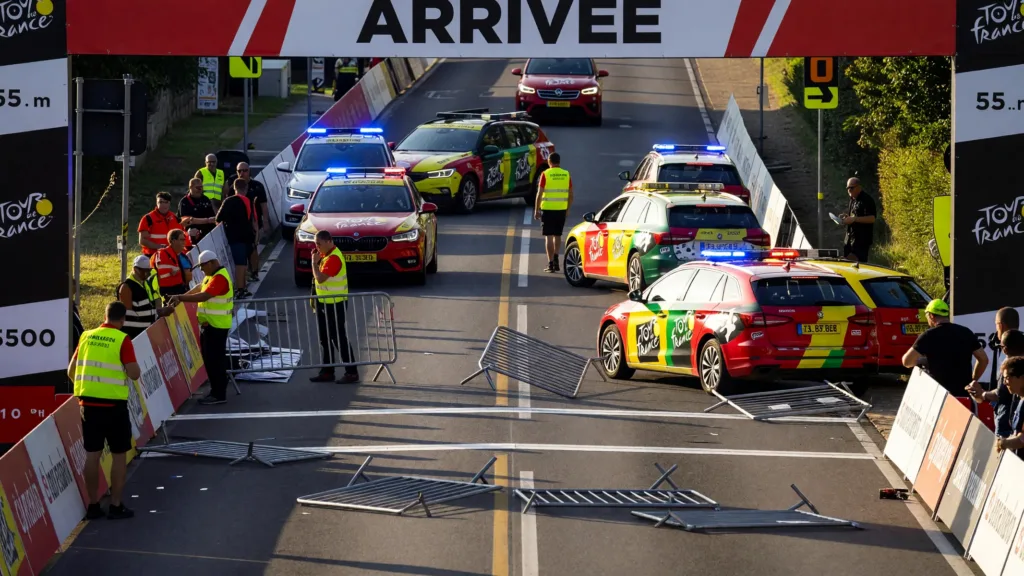 Tour de France 2026 : une voiture de presse percute des barrières à Ussel, huit spectateurs blessés