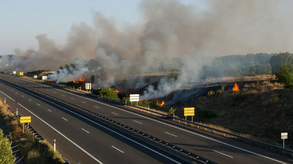 Vendée : un feu de voiture sur l'A83 détruit 5 hectares et coupe l'autoroute