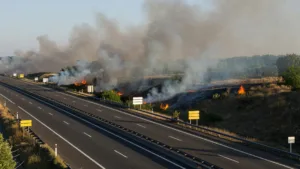 Vendée : un feu de voiture sur l&rsquo;A83 détruit 5 hectares et coupe l&rsquo;autoroute