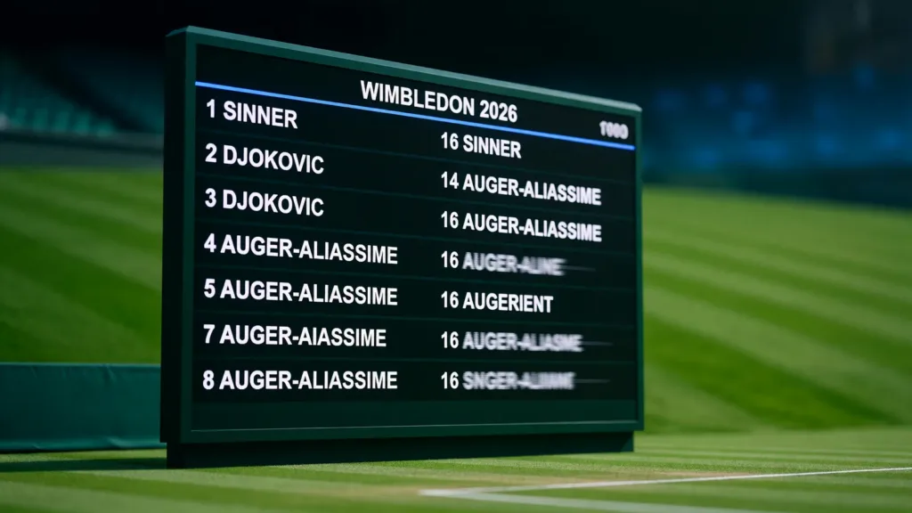 Wimbledon 2026 : Sinner, Djokovic et Auger-Aliassime en huitièmes, les affiches connues