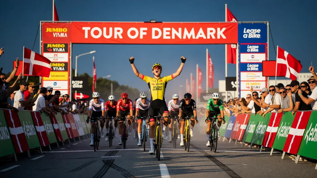 Wout van Aert gagne la première étape du Tour du Danemark après une chute collective