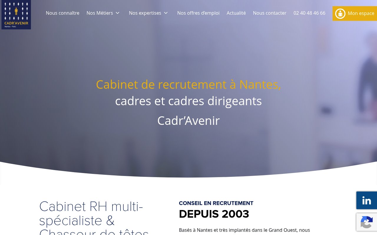 Apercu du site Cadr’Avenir, cabinet executive search