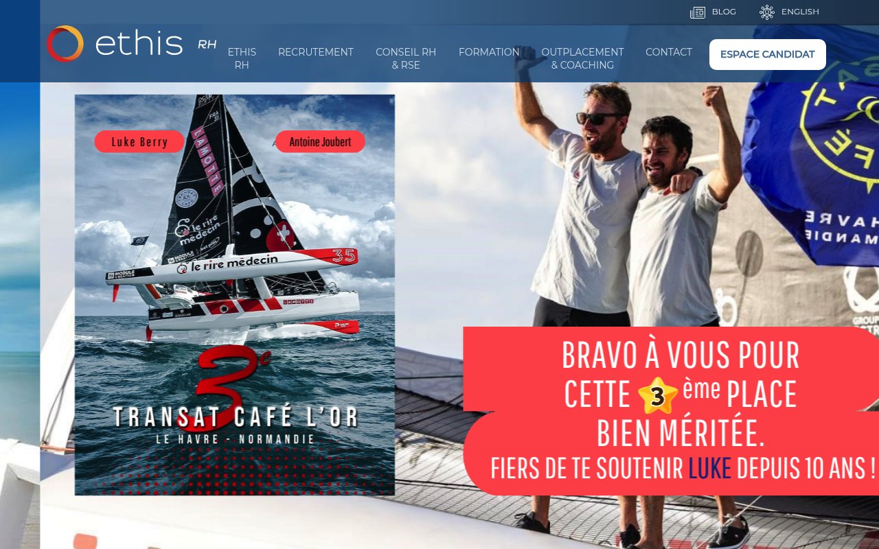 Apercu du site Ethis RH, recrutement de cadres dirigeants