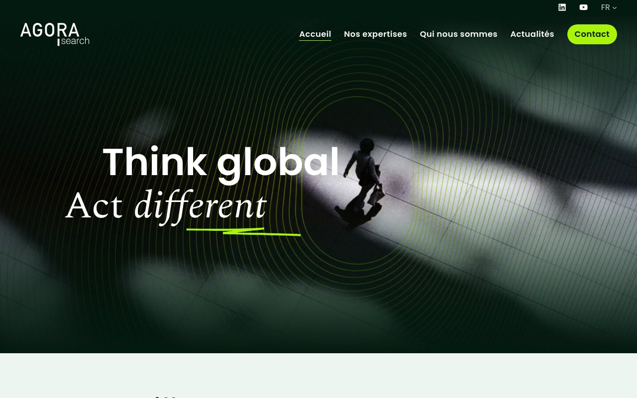 Apercu du site Agora Search, executive search sectoriel