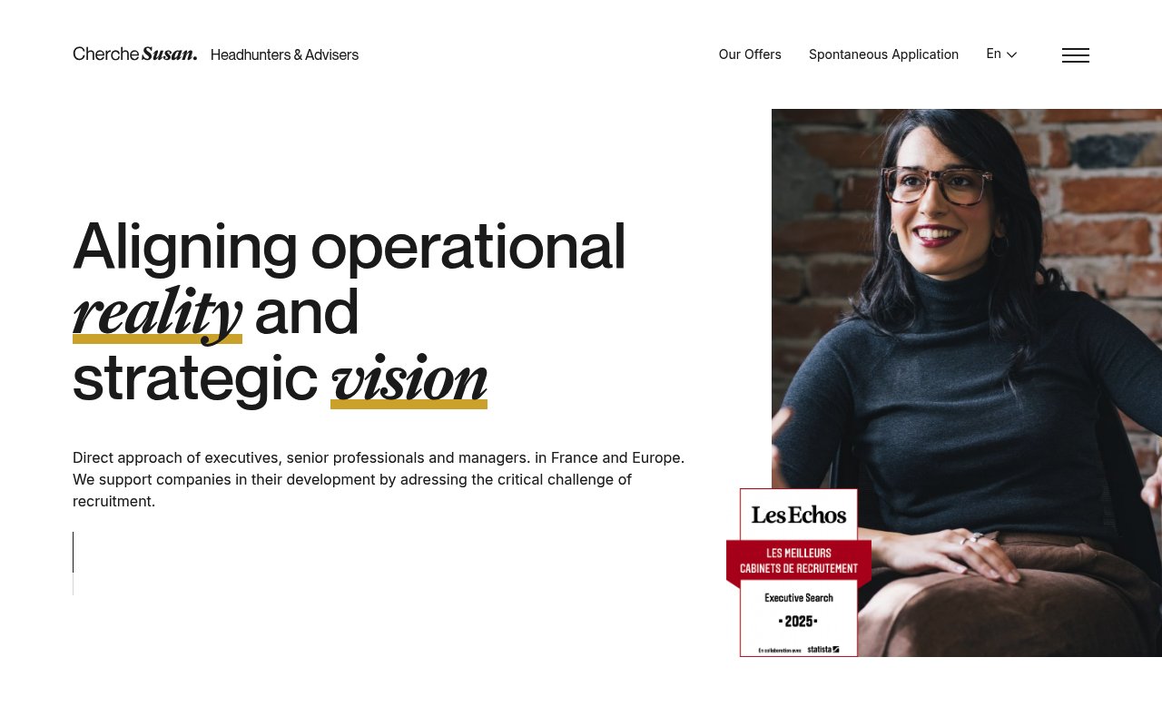 Apercu du site Cherche Susan, chasseur de tetes top management