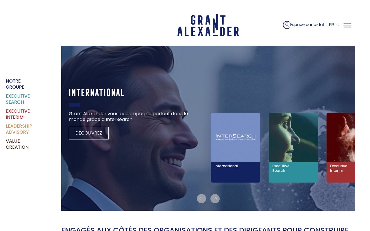 Apercu du site Grant Alexander, conseil en recrutement et leadership