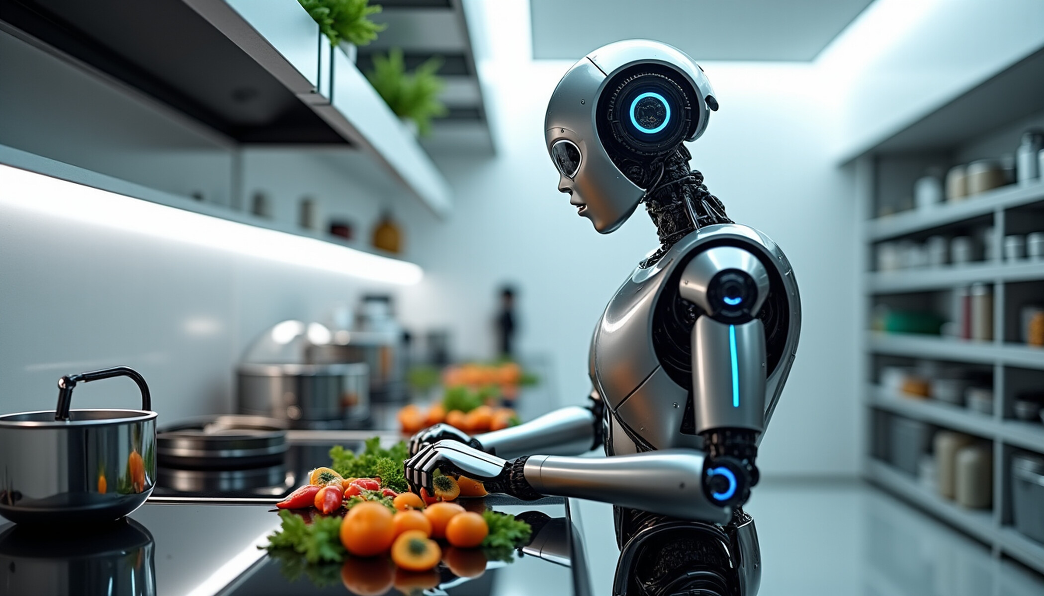 Cuisine professionnelle equipee de robots et de fours pour la restauration