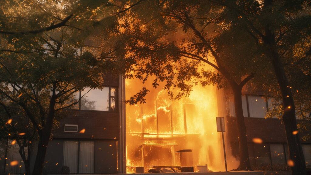 L’entrée du lycée Nelson-Mandela à Nantes en flammes, jeudi 1er octobre 2026