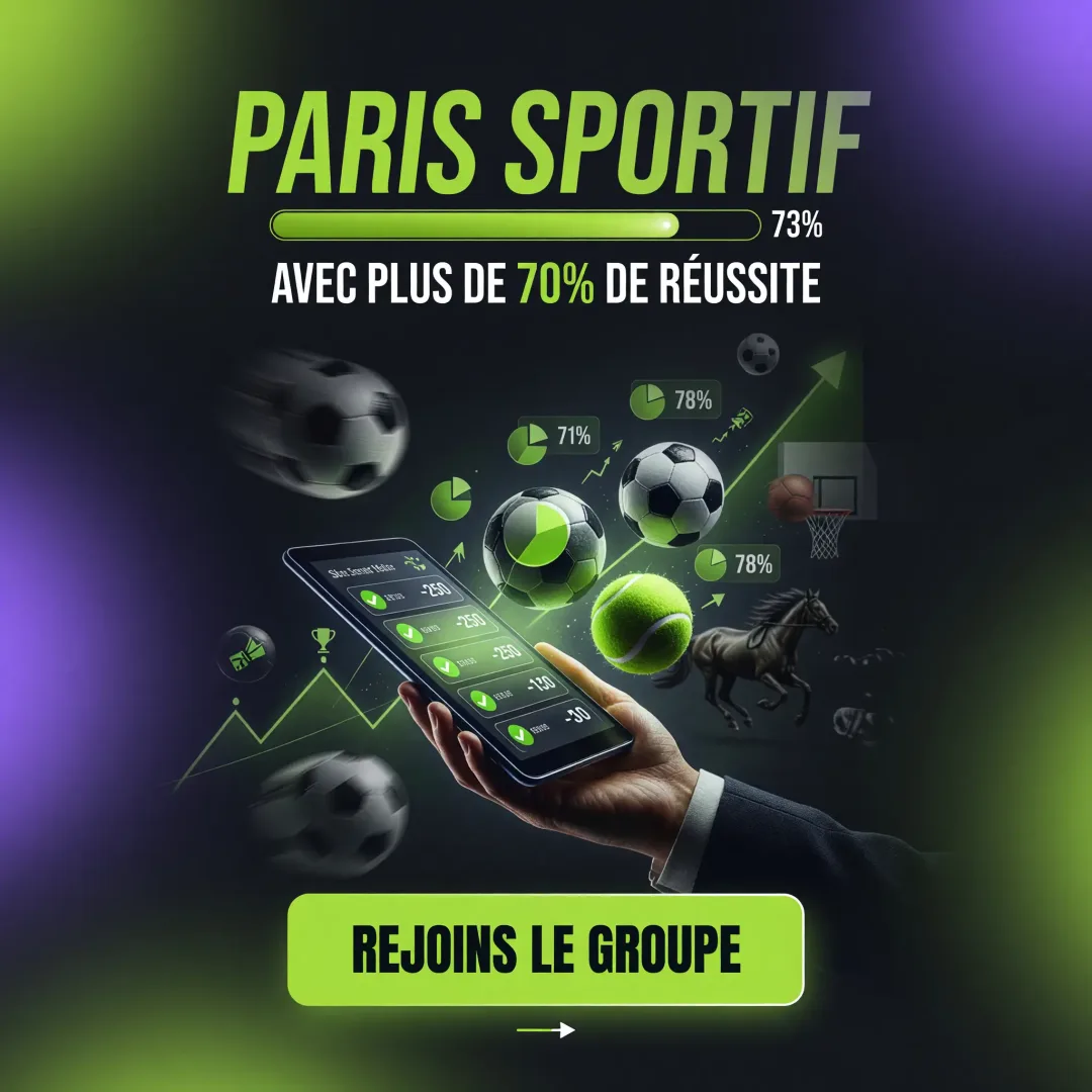 Paris sportif : rejoignez le canal de pronostics, plus de 70 % de pronostics gagnants, résultats publics.